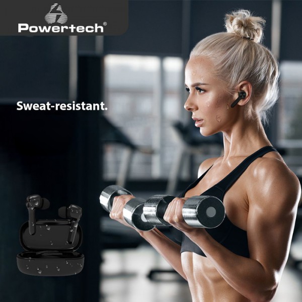 POWERTECH earphones με θήκη φόρτισης Shell, True Wireless, μαύρα POWERTECH earphones με θήκη φόρτισης Shell, True Wireless, μαύρα