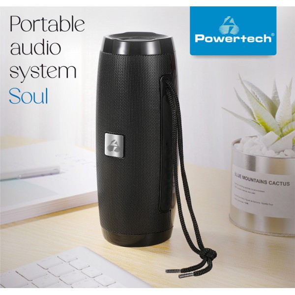 POWERTECH φορητό ηχείο Soul, 10W, USB/TF/AUX/BT/FM, RGB φωτισμός, μαύρο
