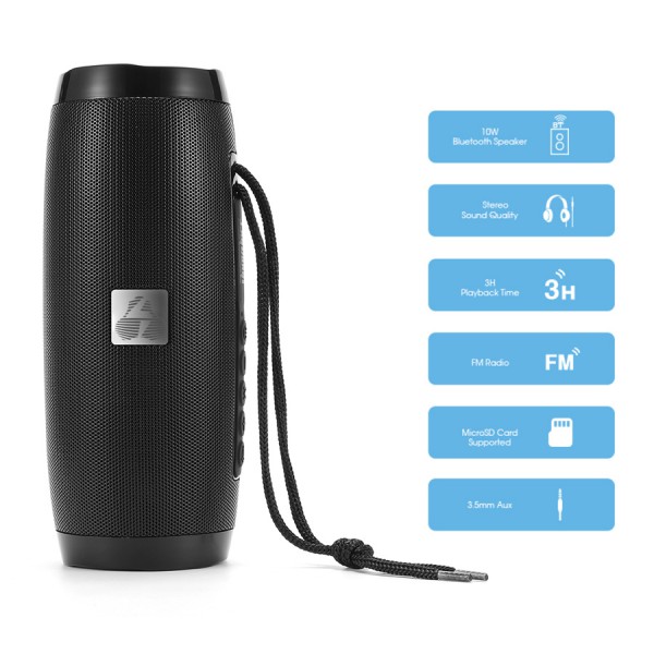 POWERTECH φορητό ηχείο Soul, 10W, USB/TF/AUX/BT/FM, RGB φωτισμός, μαύρο