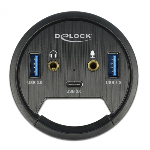 DELOCK USB hub 62794, 5x θυρών, 5Gbps, Φ60mm, USB σύνδεση, μαύρο