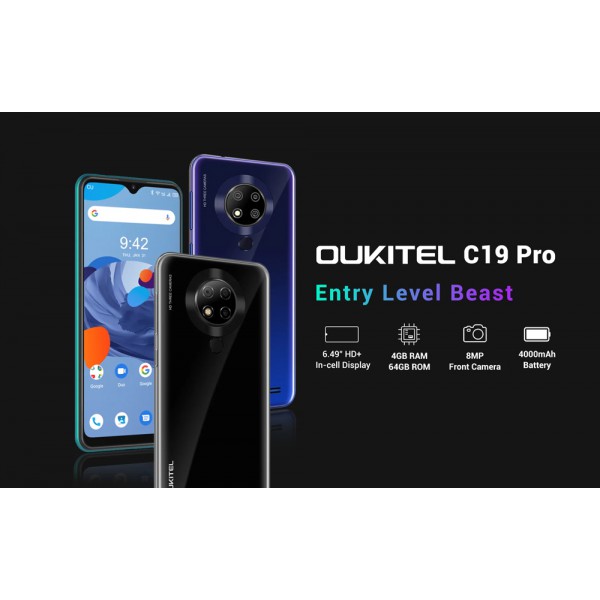 OUKITEL Smartphone C19 Pro, 6.49", 4/64GB, Android 10 Go Edition, μπλε