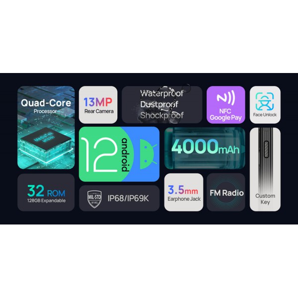 ULEFONE smartphone Armor X6 Pro, 5", 4/32GB, IP68/IP69K, 4000mAh, μαύρο