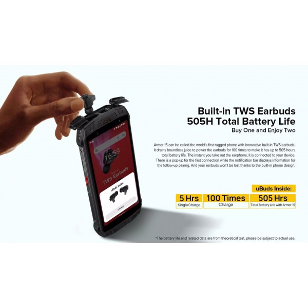 ULEFONE smartphone Armor 15, με TWS earphones, 5.45", 6/128GB, μαύρο