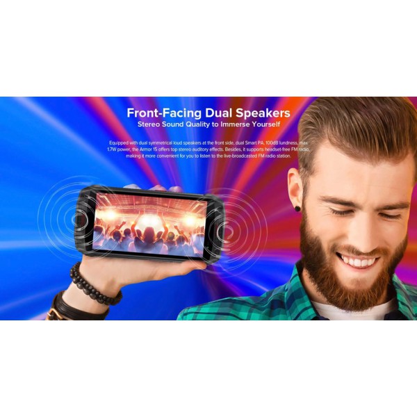 ULEFONE smartphone Armor 15, με TWS earphones, 5.45", 6/128GB, μαύρο