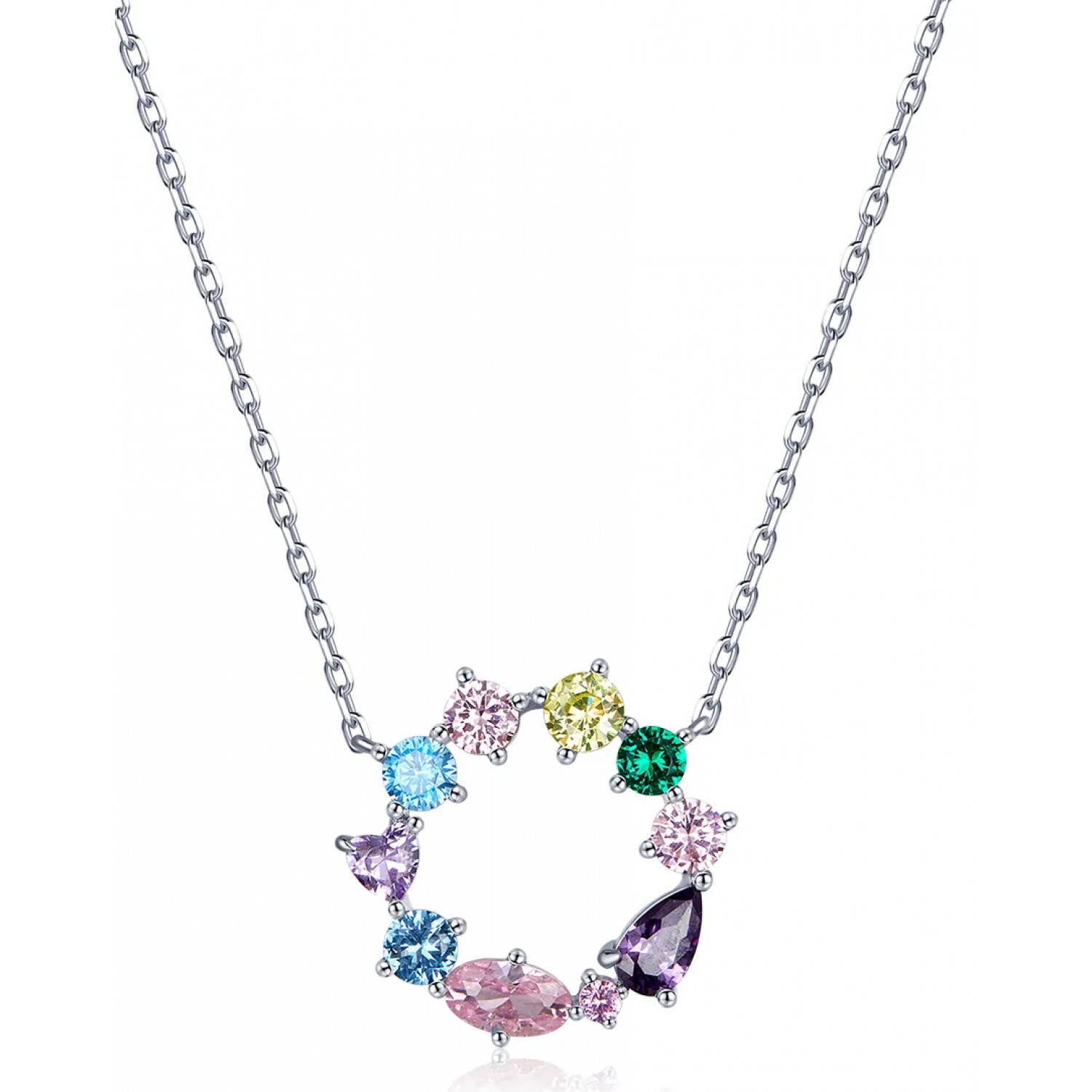 BAMOER κολιέ BSN178 με κυβική ζιρκόνια, ασήμι 925, ασημί