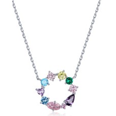 BAMOER κολιέ BSN178 με κυβική ζιρκόνια, ασήμι 925, ασημί