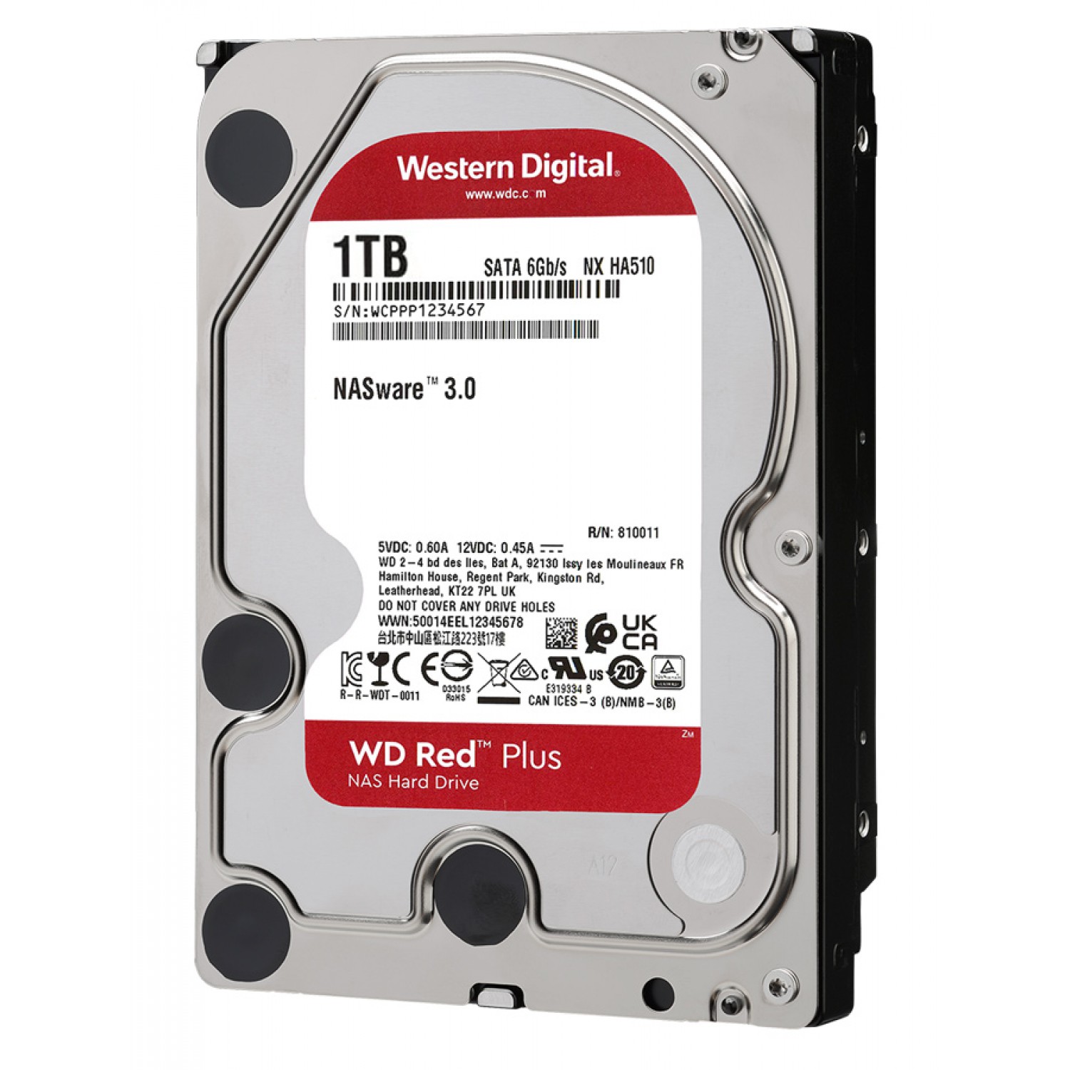 WD σκληρός δίσκος NAS 3.5" Red Plus, 1TB, 64MB cache, 5400RPM, SATA III