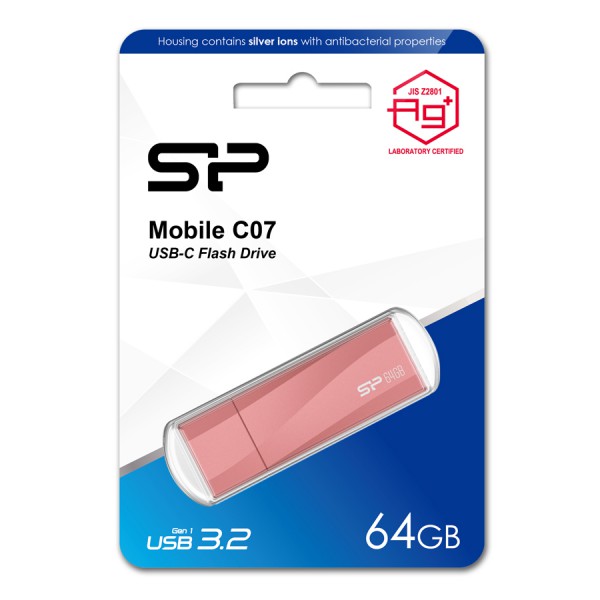 SILICON POWER USB-C Flash Drive Mobile C07, 64GB, USB 3.2, ροζ SILICON POWER USB-C Flash Drive Mobile C07, 64GB, USB 3.2, ροζ