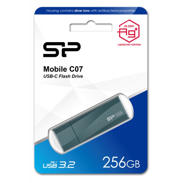 SILICON POWER USB-C Flash Drive Mobile C07, 256GB, USB 3.2, μπλε SILICON POWER USB-C Flash Drive Mobile C07, 256GB, USB 3.2, μπλε