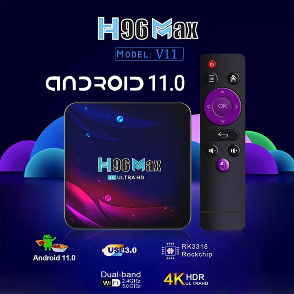 TV Box H96 Max V11, 4K, RK3318, 4/32GB, WiFi 2.4/5GHz, Android 11 TV Box H96 Max V11, 4K, RK3318, 4/32GB, WiFi 2.4/5GHz, Android 11