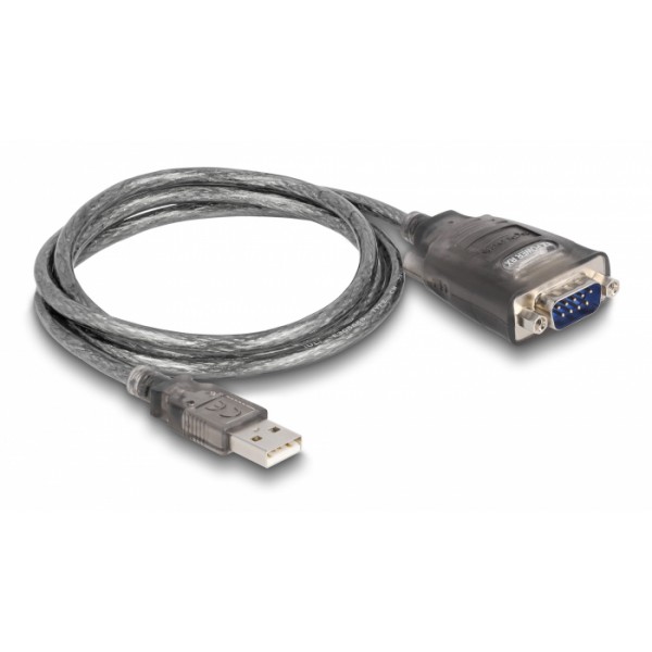 DELOCK καλώδιο USB 2.0 σε RS-232 DB9 61400, 460.8Kbps, 1m, διάφανο