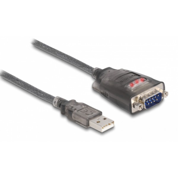 DELOCK καλώδιο USB 2.0 σε RS-232 DB9 61400, 460.8Kbps, 1m, διάφανο