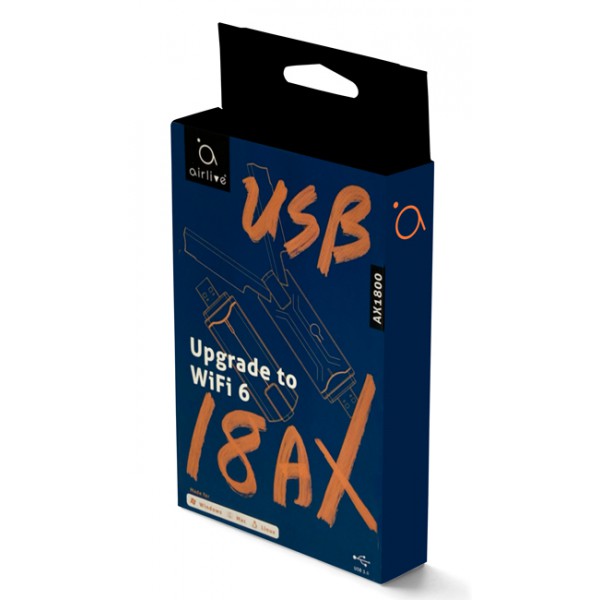 AIRLIVE ασύρματος USB αντάπτορας USB-18AX, Wi-Fi 6 1800Mbps, dual band