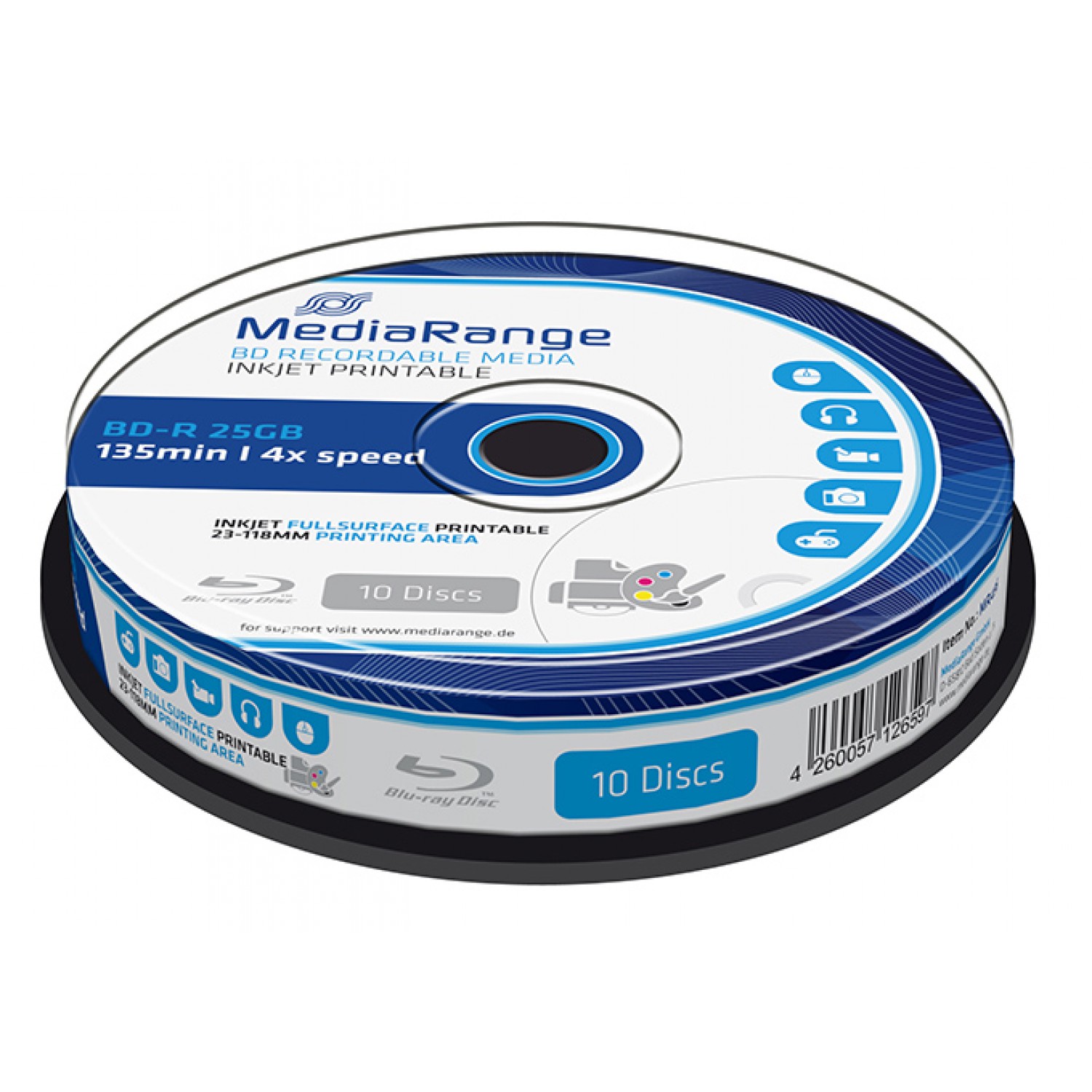 MEDIARANGE εγγράψιμα BD-R, 25GB, 135min, 4x speed, cake box, 10τμχ MEDIARANGE εγγράψιμα BD-R, 25GB, 135min, 4x speed, cake box, 10τμχ