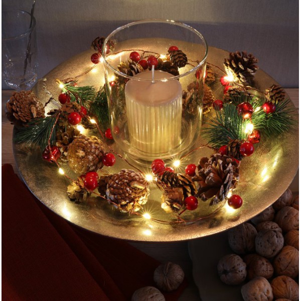 GOOBAY LED λαμπάκια Pine Cones & Red Berries 60274, 3000K, 20 LED, 2.2m GOOBAY LED λαμπάκια Pine Cones & Red Berries 60274, 3000K, 20 LED, 2.2m
