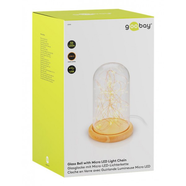 GOOBAY φωτιστικό γυάλινος θόλος με LED 60340, 2700K, USB, 50 LEDs