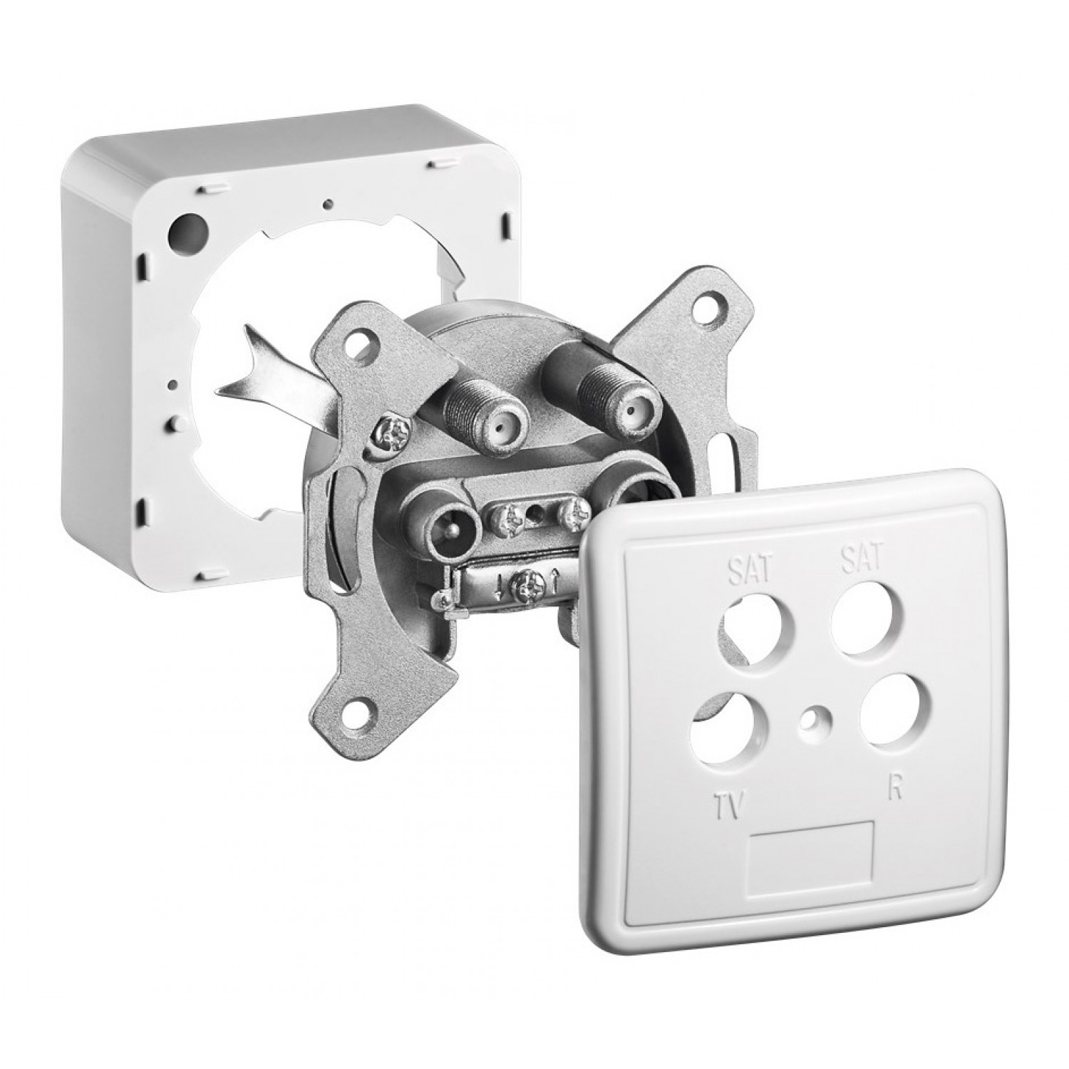 GOOBAY επιτοίχια πρίζα κεραίας 67089, TV, Radio & 2x SAT, λευκή GOOBAY επιτοίχια πρίζα κεραίας 67089, TV, Radio & 2x SAT, λευκή
