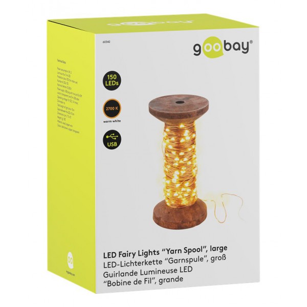 GOOBAY LED φωτιστικό Yarn Spool 60342, 2700K, 100 LEDs, USB, 15m