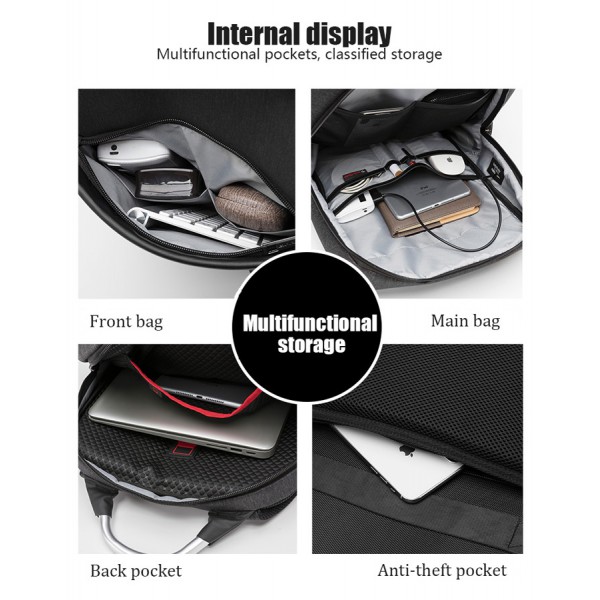 ARCTIC HUNTER τσάντα πλάτης B00218L με θήκη laptop 15.6", USB, 30L, γκρι