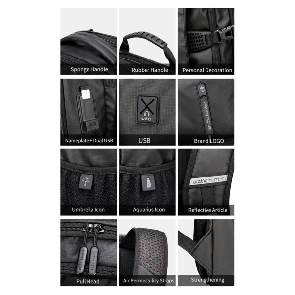 ARCTIC HUNTER τσάντα πλάτης B00388 με θήκη laptop 15.6", USB, 27L, μπλε ARCTIC HUNTER τσάντα πλάτης B00388 με θήκη laptop 15.6", USB, 27L, μπλε