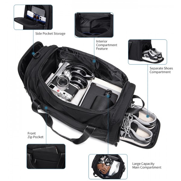 ARCTIC HUNTER τσάντα ταξιδίου LX00021, πτυσσόμενη, 30L, μαύρη ARCTIC HUNTER τσάντα ταξιδίου LX00021, πτυσσόμενη, 30L, μαύρη