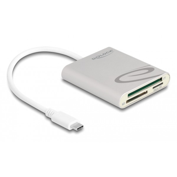 DELOCK card reader 91005 για micro SD/SD/CF, USB-C 5Gbps, γκρι