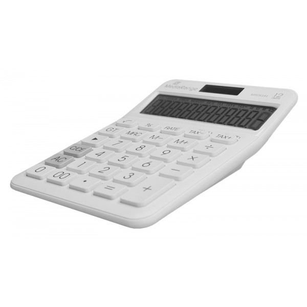 MEDIARANGE αριθμομηχανή MROS191, ηλιακό & μπαταρία, 12 ψηφία, λευκό
