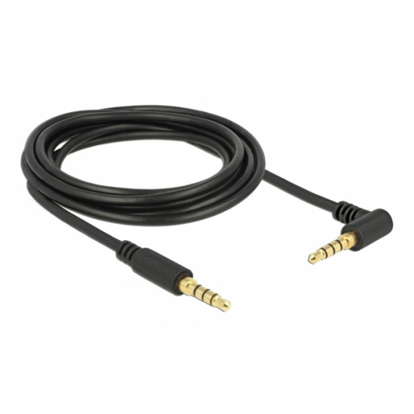 DELOCK καλώδιο Jack stereo σε Jack stereo 4pin 3.5mm, 90°, μαύρο, 3m DELOCK καλώδιο Jack stereo σε Jack stereo 4pin 3.5mm, 90°, μαύρο, 3m