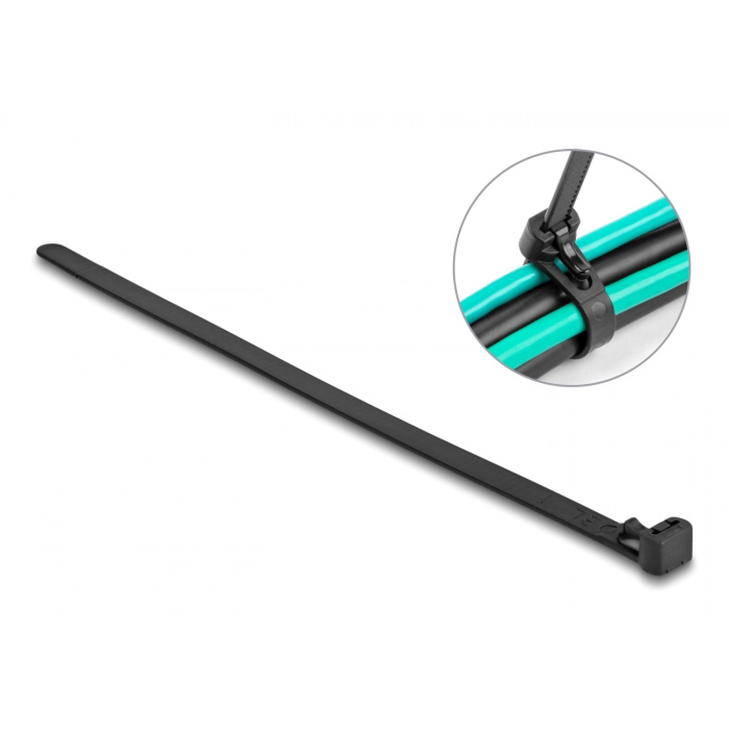 DELOCK reusable δεματικά καλωδίων 18757, 200x7.5mm, μαύρα, 100τμχ