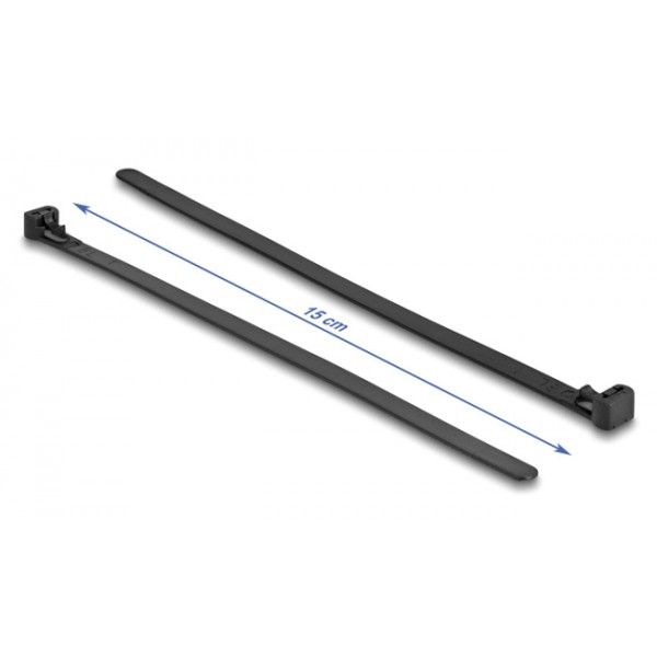 DELOCK reusable δεματικά καλωδίων 18757, 200x7.5mm, μαύρα, 100τμχ