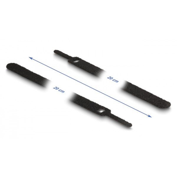 DELOCK δεματικά καλωδίων 19011, τύπου velcro, 12x200mm, μαύρα, 10τμχ DELOCK δεματικά καλωδίων 19011, τύπου velcro, 12x200mm, μαύρα, 10τμχ