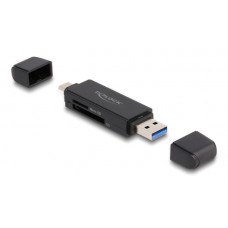 DELOCK card reader 91004 για SD & micro SD, USB & USB-C 5Gbps, μαύρο