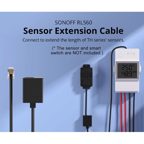 SONOFF καλώδιο προέκτασης RL560 για αισθητήρες, RJ11, 5m, μαύρο SONOFF καλώδιο προέκτασης RL560 για αισθητήρες, RJ11, 5m, μαύρο