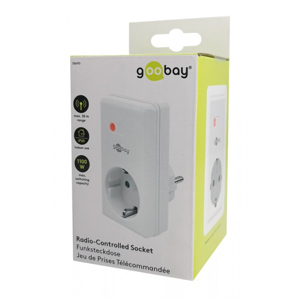 GOOBAY αντάπτορας ρεύματος 58690 ραδιοελεγχόμενος, schuko, 5A, λευκός