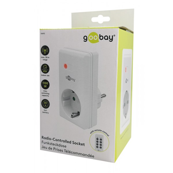 GOOBAY σετ αντάπτορας ρεύματος 58692 ραδιοελεγχόμενος, 5A, λευκό, 1&1τμχ GOOBAY σετ αντάπτορας ρεύματος 58692 ραδιοελεγχόμενος, 5A, λευκό, 1&1τμχ
