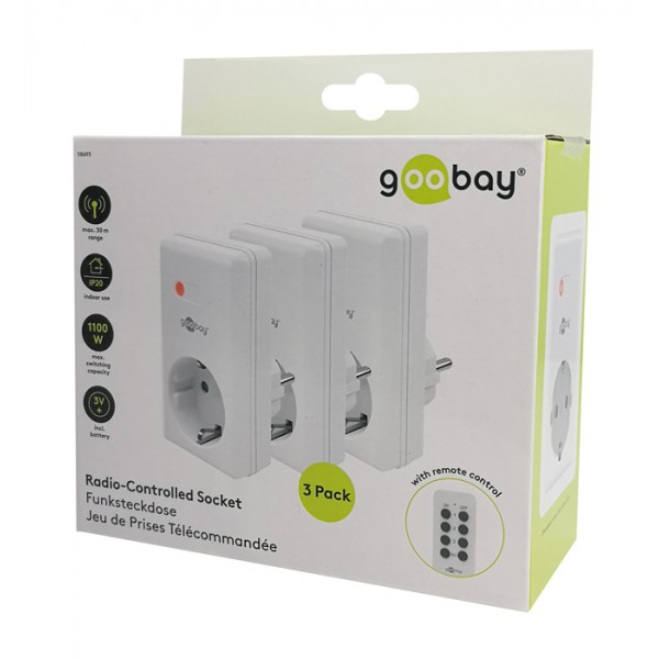 GOOBAY σετ αντάπτορας ρεύματος 58693 ραδιοελεγχόμενος, 5A, λευκό, 3&1τμχ