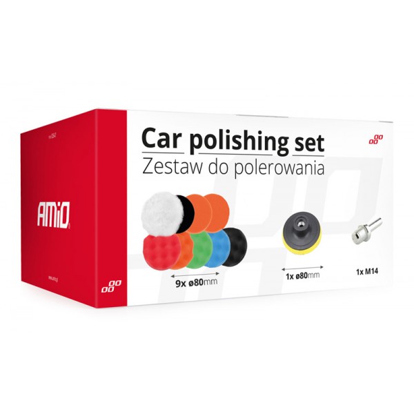 AMIO σετ γυαλίσματος αυτοκινήτου 02647, για δράπανο M14, 11τμχ AMIO σετ γυαλίσματος αυτοκινήτου 02647, για δράπανο M14, 11τμχ