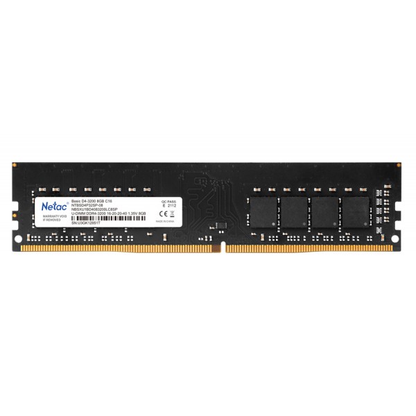 NETAC μνήμη DDR4 UDIMM NTBSD4P32SP-08, 8GB, 3200MHz, C16 NETAC μνήμη DDR4 UDIMM NTBSD4P32SP-08, 8GB, 3200MHz, C16