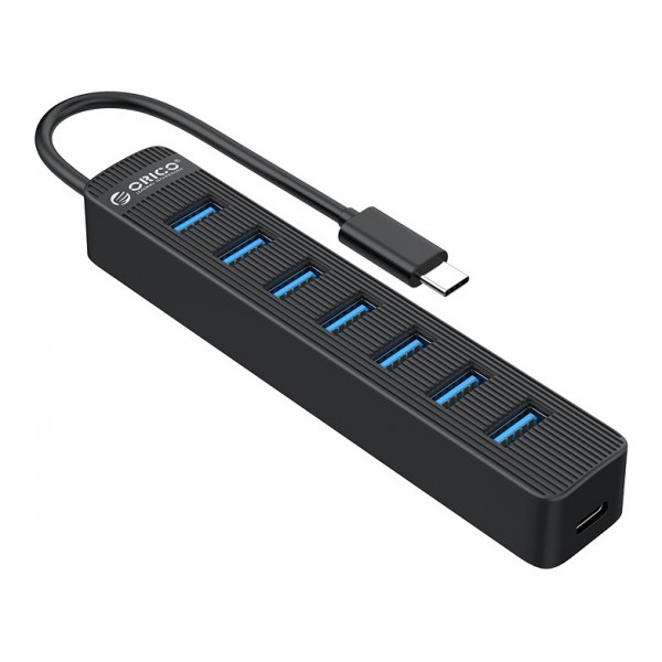 ORICO USB hub TWC3-7A, 7x θυρών, 5Gbps, 5V/3A, USB-C σύνδεση, μαύρο
