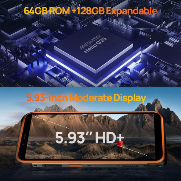 ULEFONE smartphone Armor 16 Pro, ηχείο 3.5W 5.93", 4/64GB 9600mAh, μαύρο