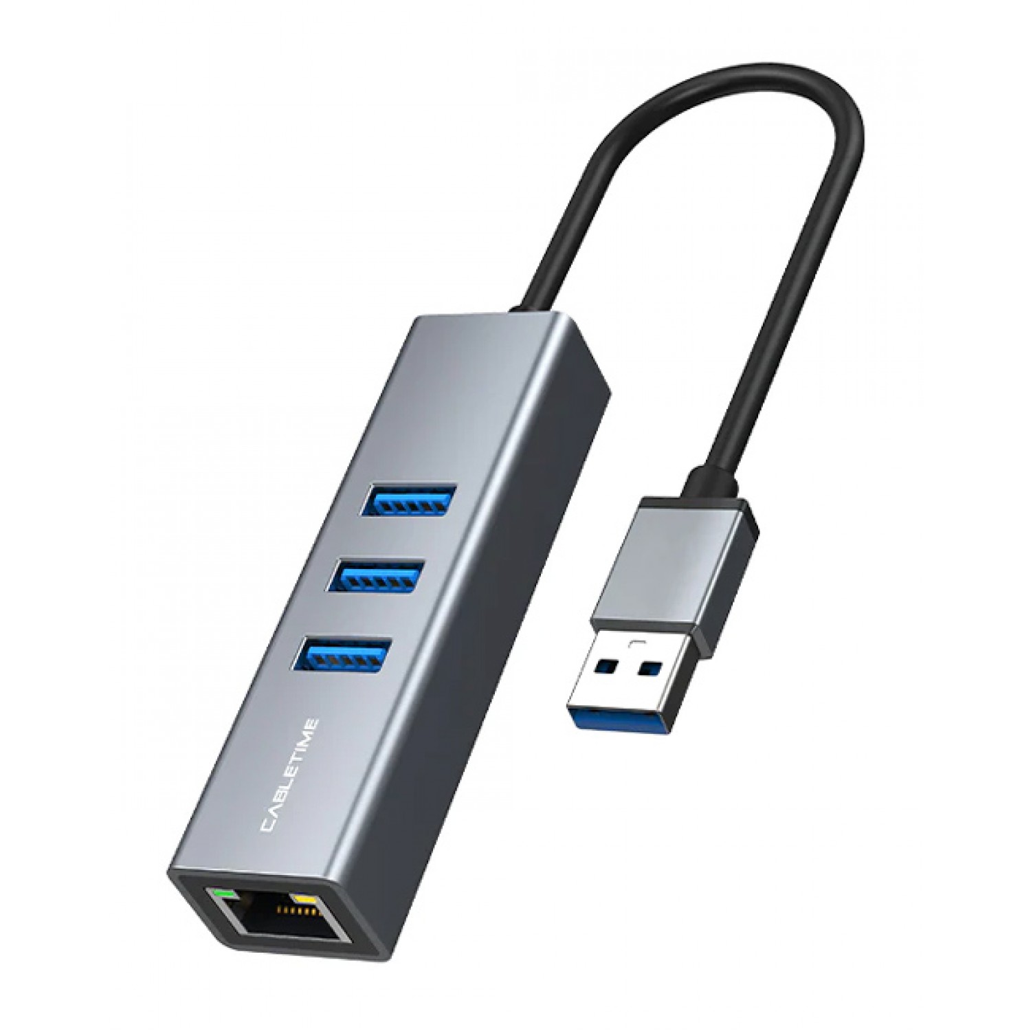 CABLETIME USB hub CT-AMLU3, RJ45 & 3x USB θύρες, 5Gbps, 1000Mbps, γκρι CABLETIME USB hub CT-AMLU3, RJ45 & 3x USB θύρες, 5Gbps, 1000Mbps, γκρι