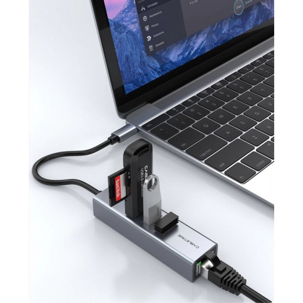 CABLETIME USB-C hub CT-CMLU3, RJ45 & 3x USB θύρες, 5Gbps, 1000Mbps, γκρι CABLETIME USB-C hub CT-CMLU3, RJ45 & 3x USB θύρες, 5Gbps, 1000Mbps, γκρι
