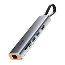 CABLETIME docking station CT-HUBP7-AG, 7 θυρών, USB-C, 100W, 4K, γκρι