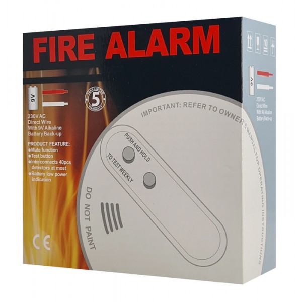 WOLF GUARD ενσύρματος ανιχνευτής καπνού YG-04, 433MHz, Φ 128x38mm