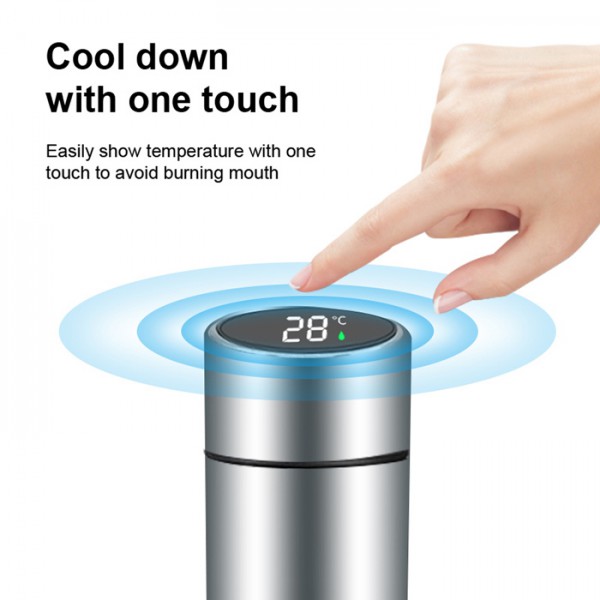 Θερμός AG285F με οθόνη ένδειξης θερμοκρασίας, ανοξείδωτος, 500ml, ασημί