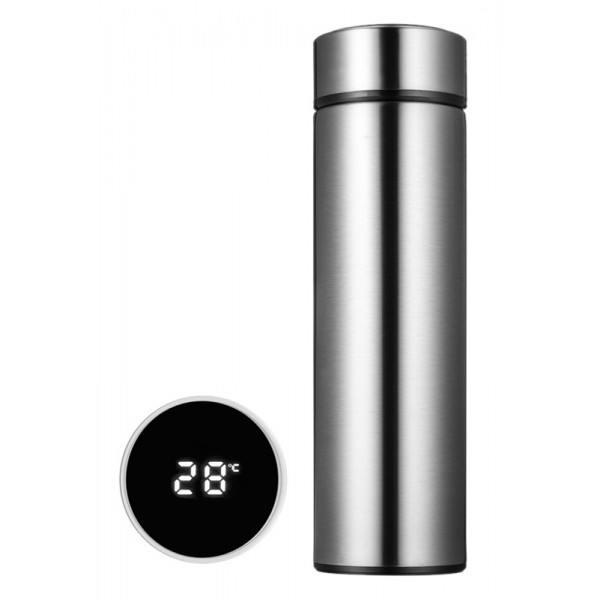 Θερμός AG285F με οθόνη ένδειξης θερμοκρασίας, ανοξείδωτος, 500ml, ασημί