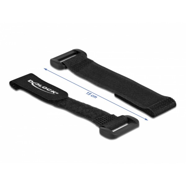 DELOCK ιμάντες τύπου velcro 19525, 150 x 20mm, μαύρος, 5τμχ