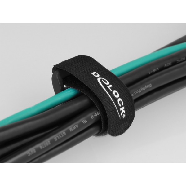 DELOCK ιμάντες τύπου velcro 19525, 150 x 20mm, μαύρος, 5τμχ