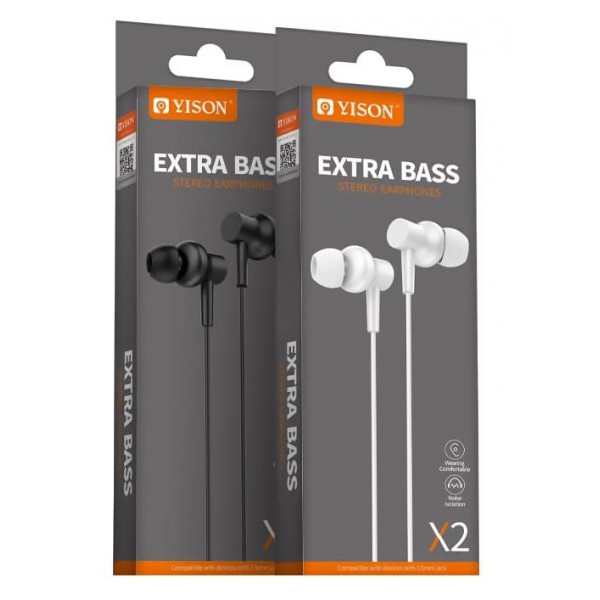 YISON earphones με μικρόφωνο X2, 3.5mm, 1.36m, μαύρα YISON earphones με μικρόφωνο X2, 3.5mm, 1.36m, μαύρα
