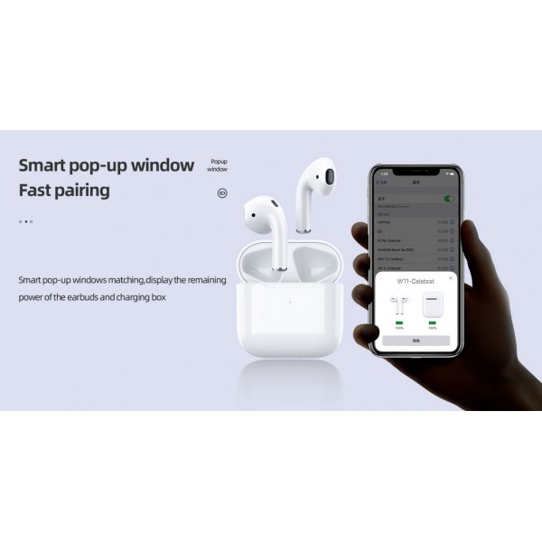 CELEBRAT earphones με θήκη φόρτισης W11 Pro, True Wireless, λευκά CELEBRAT earphones με θήκη φόρτισης W11 Pro, True Wireless, λευκά